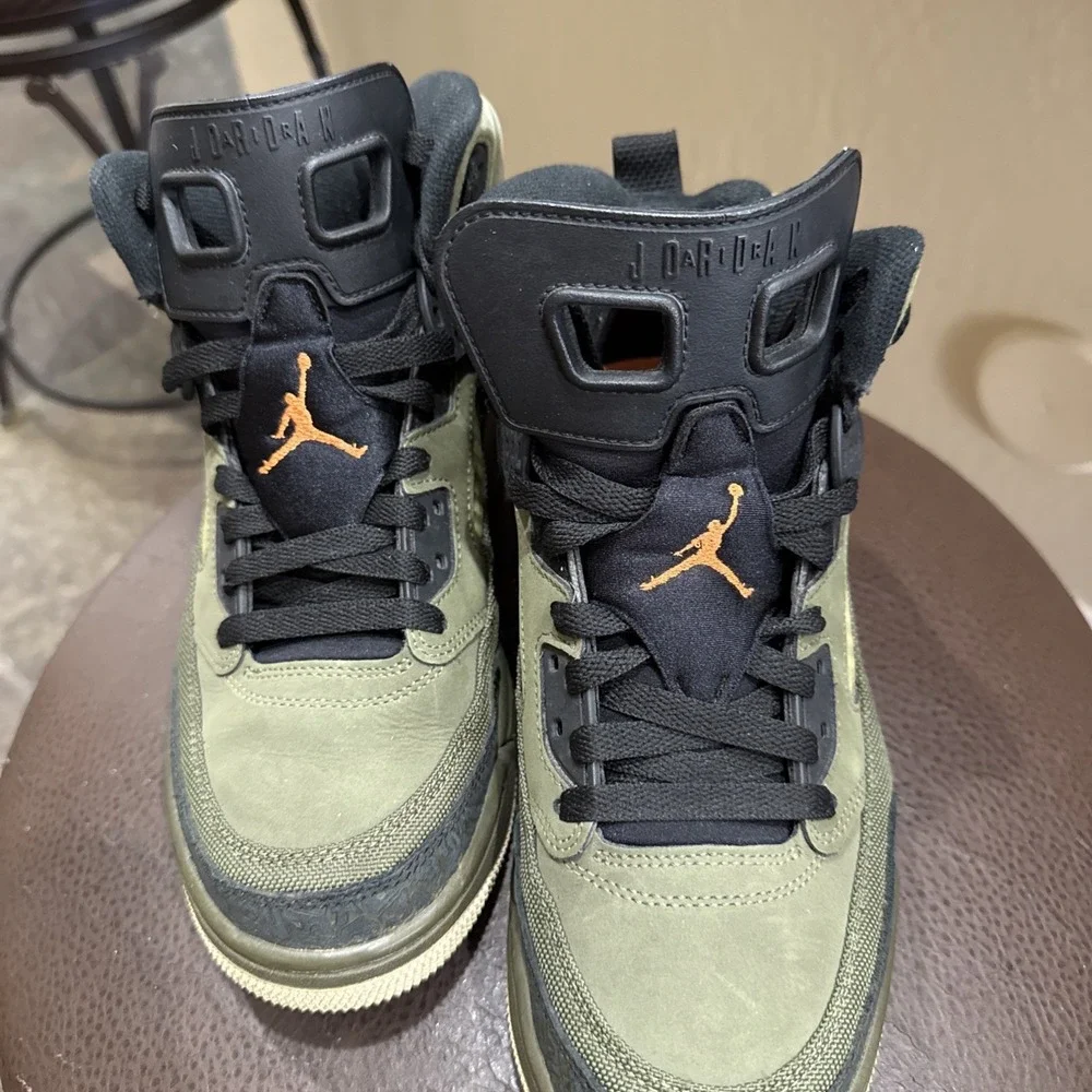 Preowned Jordan Spizike Men's Sneakers Size 9‎ Olive Canvas/Cone Black
